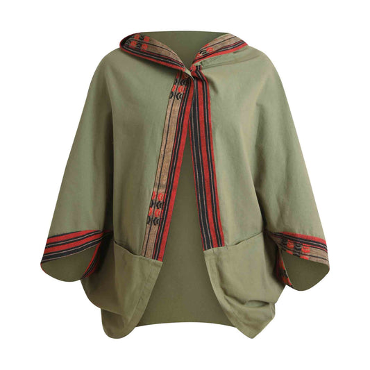 Hippie Poncho Boho Style Kimono Kraft Grün